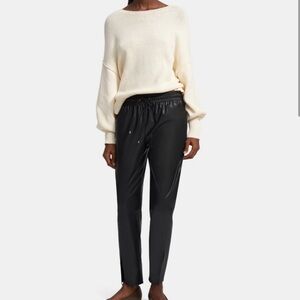 Theory Slit Pull-On Pant in Paper Faux Leather - 10